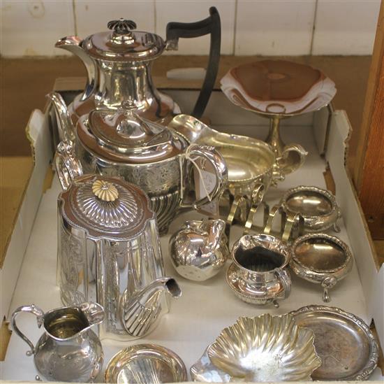 Plated set of tea pots, etc